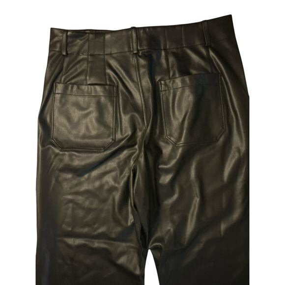 Women 32 Anthropologie Maeve The Colette Black Faux Leather Wide Leg Crop Pants - Picture 5 of 6